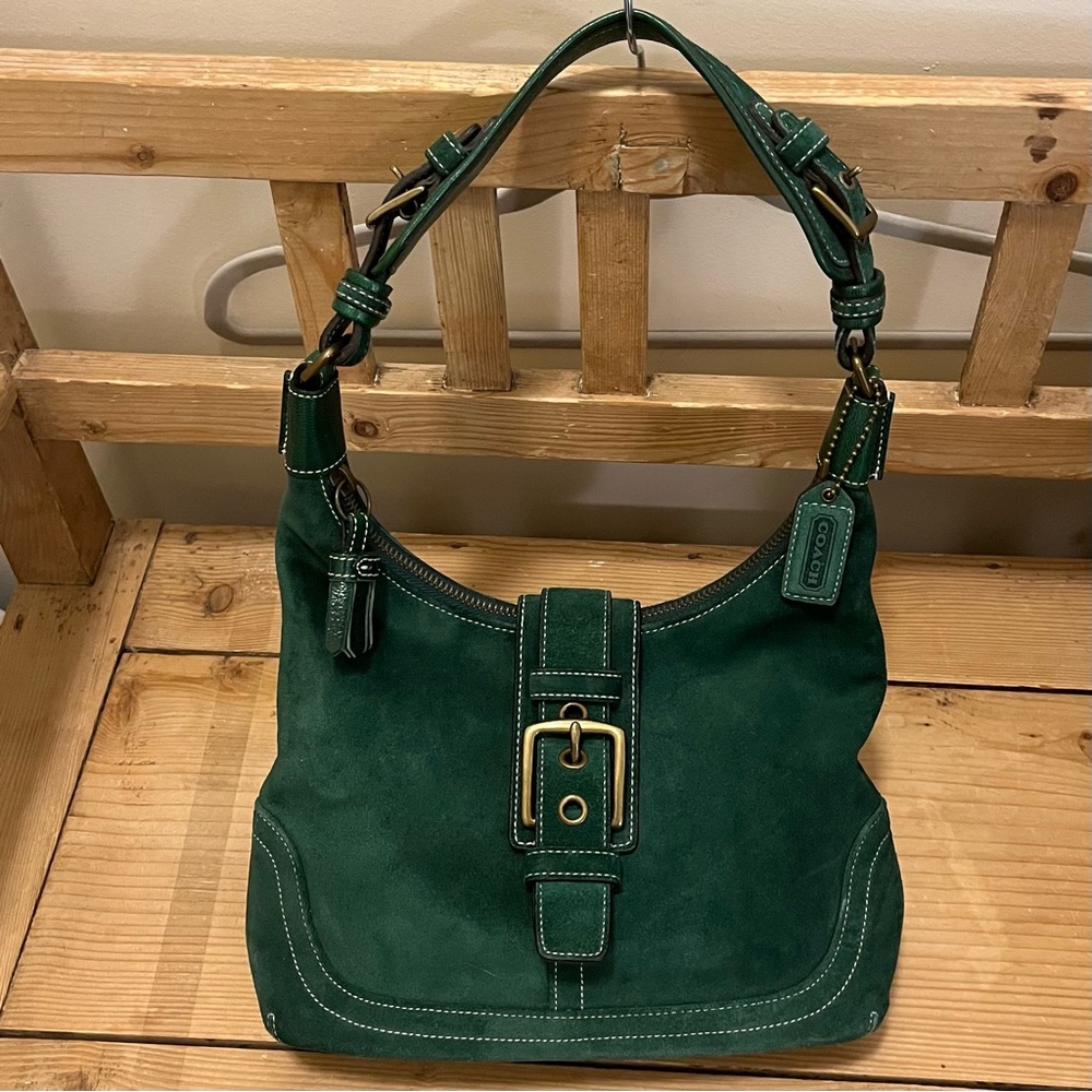 Coach Hamptons Green Shoulder Hobo Bag Y2K Style #7471